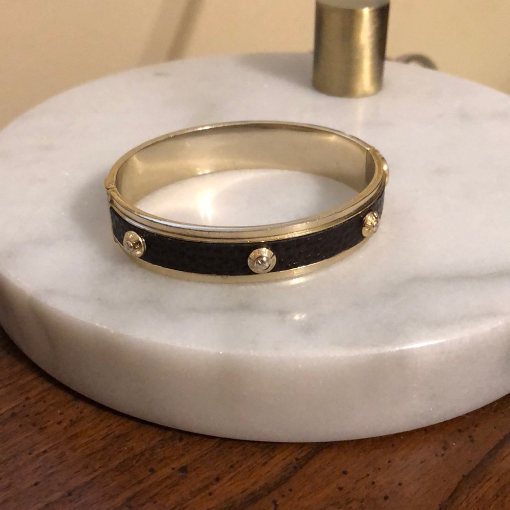 Henri Bendel gold, dark brown leather bracelet